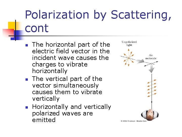 Polarization by Scattering, cont n n n The horizontal part of the electric field