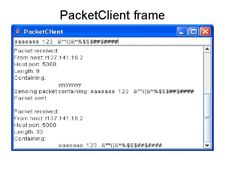 Packet. Client frame 