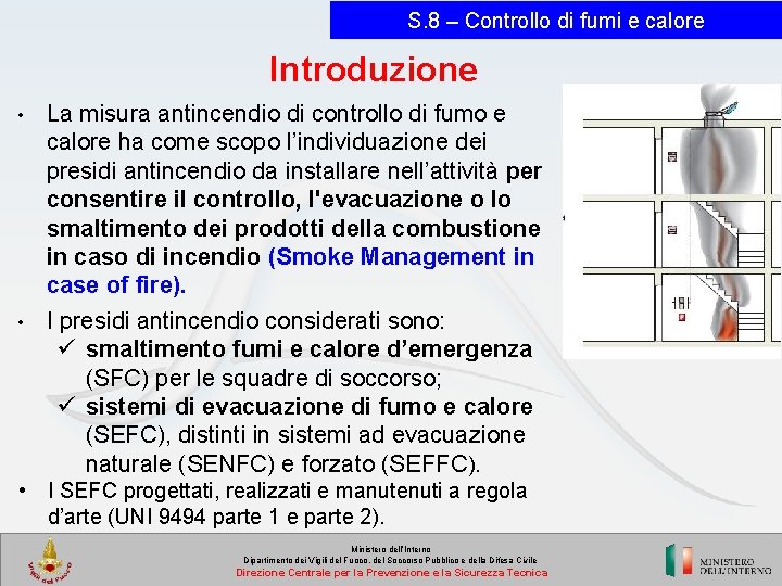 S. 8 – Controllo di fumi e calore Introduzione La misura antincendio di controllo