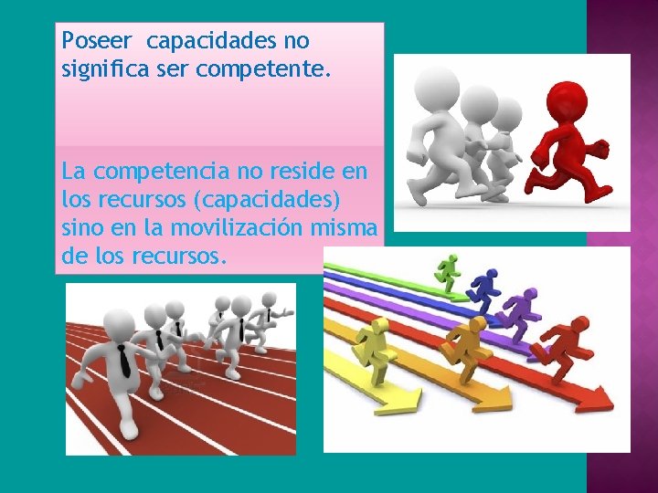 Poseer capacidades no significa ser competente. La competencia no reside en los recursos (capacidades) Poseer capacidades no significa ser competente. La competencia no reside en los recursos (capacidades)