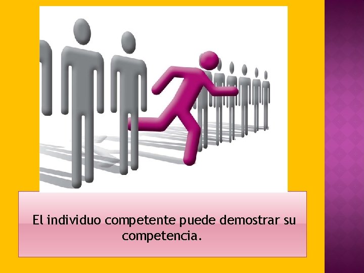 El individuo competente puede demostrar su competencia. El individuo competente puede demostrar su competencia.