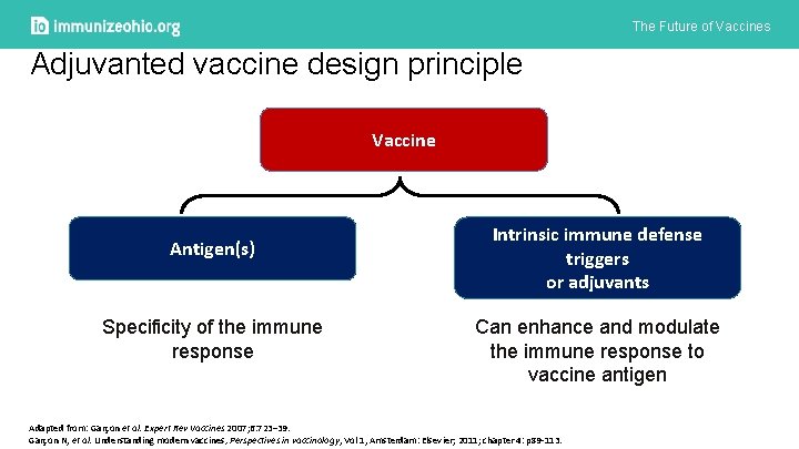 The Future of Vaccines Adjuvanted vaccine design principle Vaccine Antigen(s) Specificity of the immune