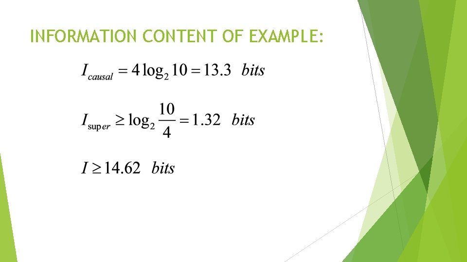INFORMATION CONTENT OF EXAMPLE: 