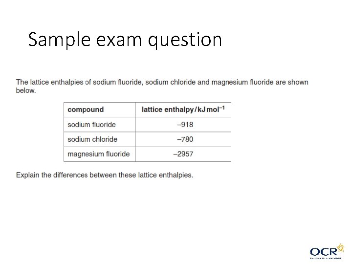 Sample exam question Sample exam question