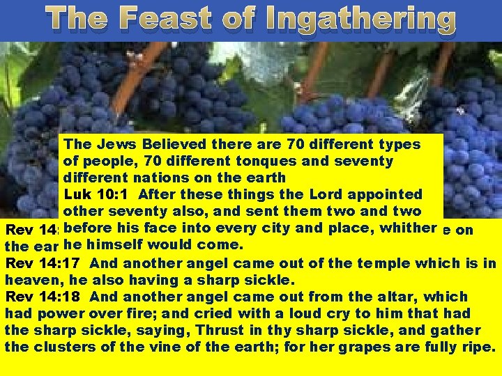 The Feast ofof Ingathering Nations The Day of Atonement or Yom Kippur 5 days
