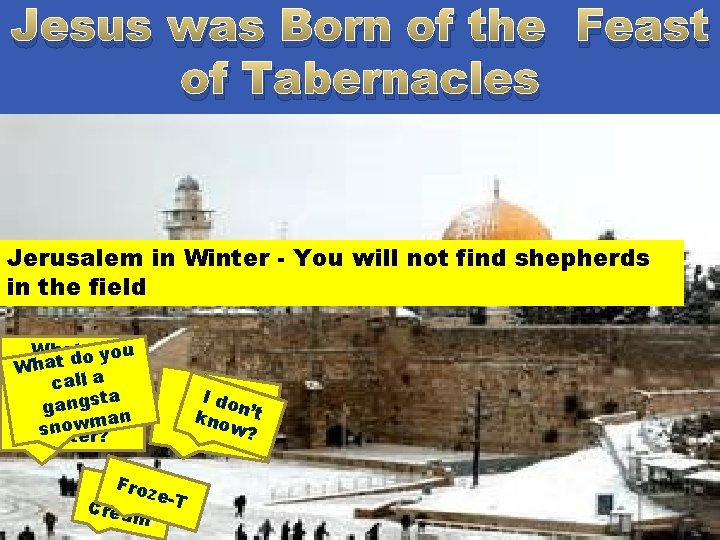 Jesus was Born of the Feast of Tabernacles Jerusalem in Winter - You will