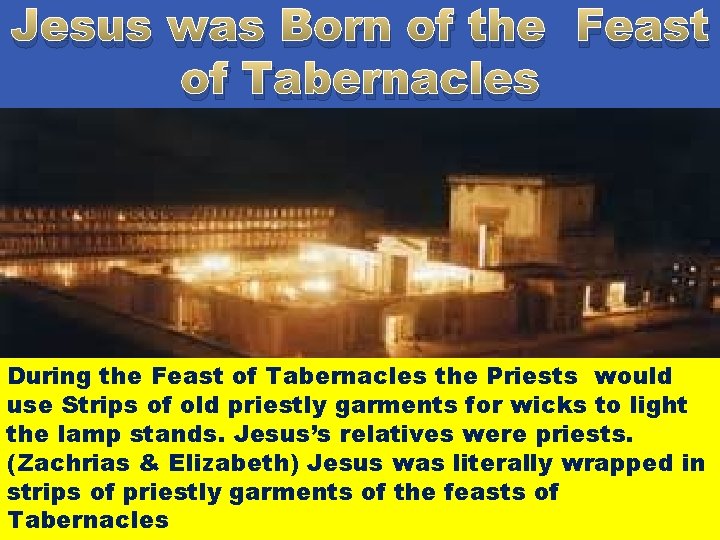 Jesus was Born of the Feast of Tabernacles During the Feast of Tabernacles the