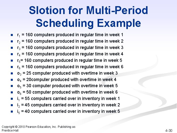 Slotion for Multi-Period Scheduling Example n n n n r 1 = 160 computers