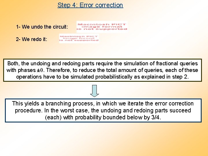 Step 4: Error correction 1 - We undo the circuit: 2 - We redo