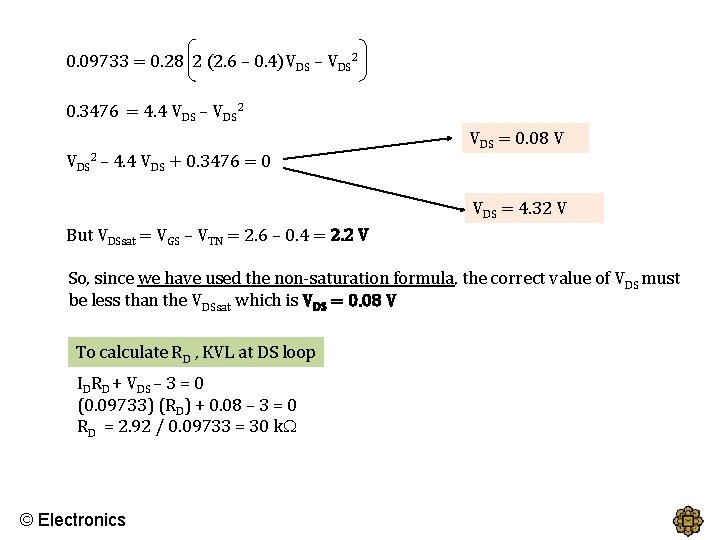 0. 09733 = 0. 28 2 (2. 6 – 0. 4)VDS – VDS 2