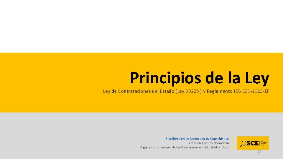 Principios de la Ley de Contrataciones del Estado (Ley 30225 ) y Reglamento (DS