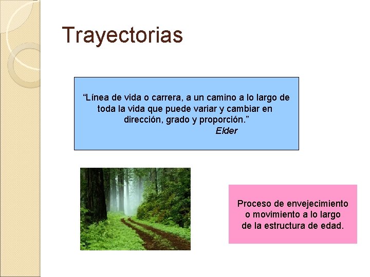 Trayectorias “Línea de vida o carrera, a un camino a lo largo de toda Trayectorias “Línea de vida o carrera, a un camino a lo largo de toda