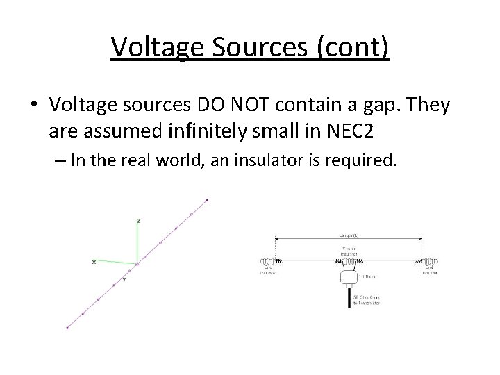 Voltage Sources (cont) • Voltage sources DO NOT contain a gap. They are assumed