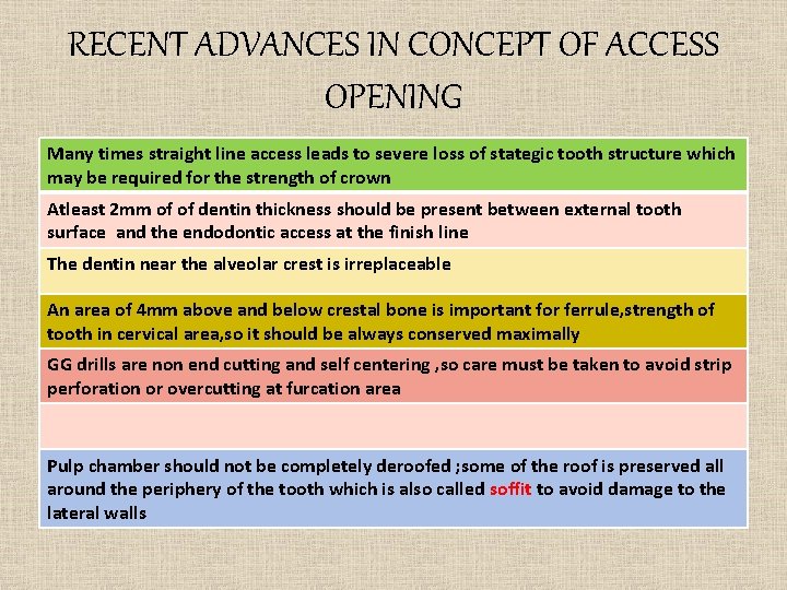 RECENT ADVANCES IN CONCEPT OF ACCESS OPENING Many times straight line access leads to