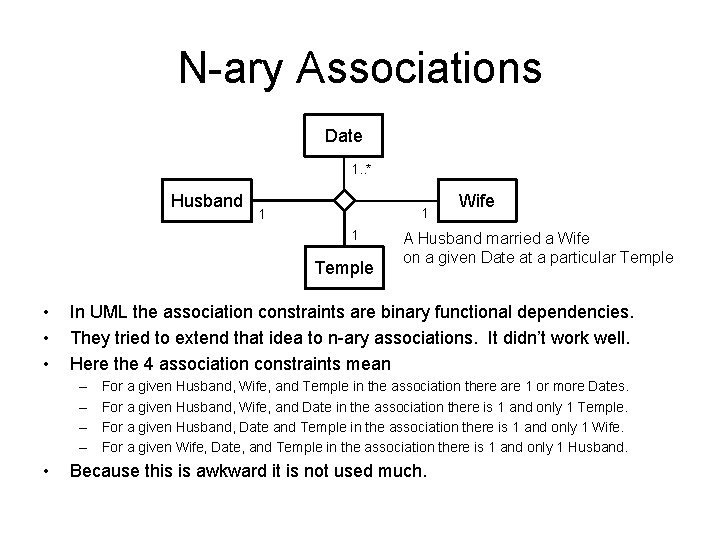 N-ary Associations Date 1. . * Husband 1 1 1 Temple • • •