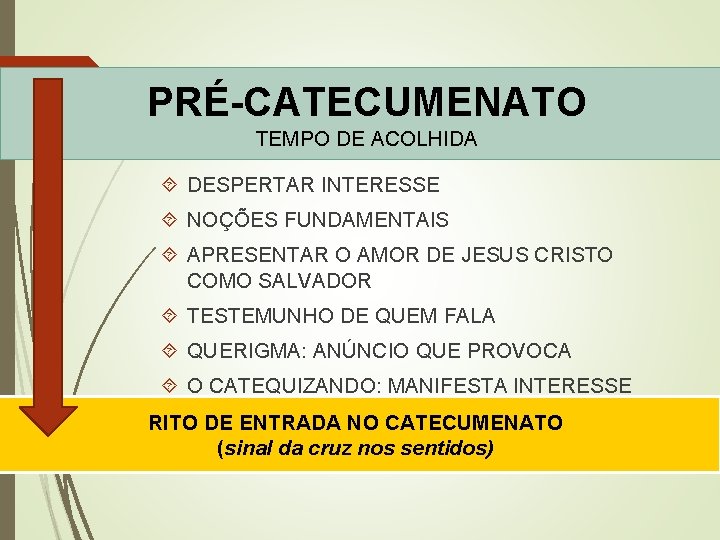 PRÉ-CATECUMENATO TEMPO DE ACOLHIDA DESPERTAR INTERESSE NOÇÕES FUNDAMENTAIS APRESENTAR O AMOR DE JESUS CRISTO
