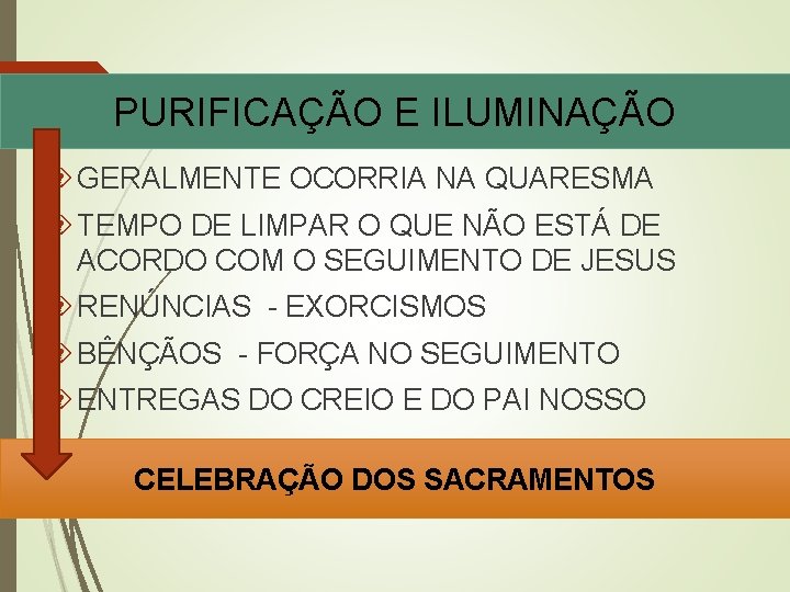 PURIFICAÇÃO E ILUMINAÇÃO GERALMENTE OCORRIA NA QUARESMA TEMPO DE LIMPAR O QUE NÃO ESTÁ