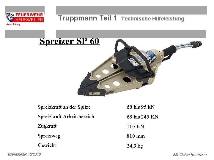 Truppmann Teil 1 Technische Hilfeleistung Spreizer SP 60 Spreizkraft an der Spitze 68 bis