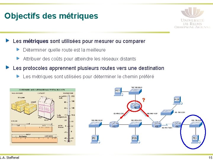 Objectifs des métriques Les métriques sont utilisées pour mesurer ou comparer Déterminer quelle route