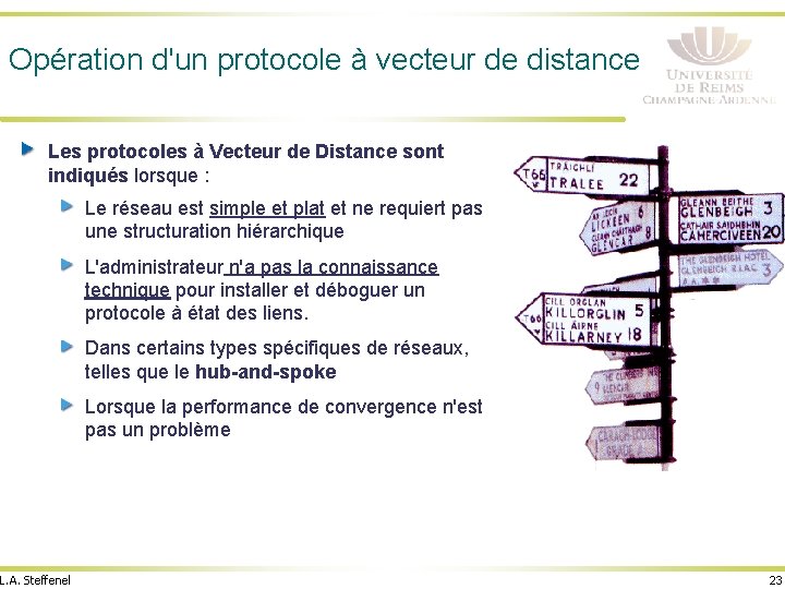 Opération d'un protocole à vecteur de distance Les protocoles à Vecteur de Distance sont