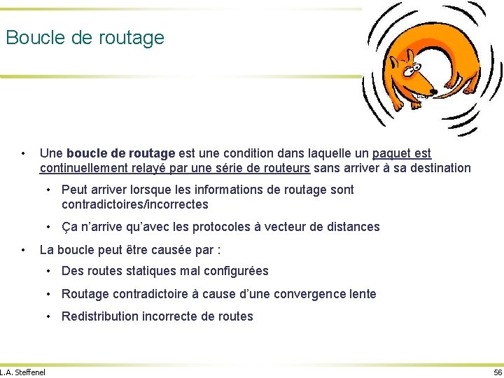 Boucle de routage • Une boucle de routage est une condition dans laquelle un