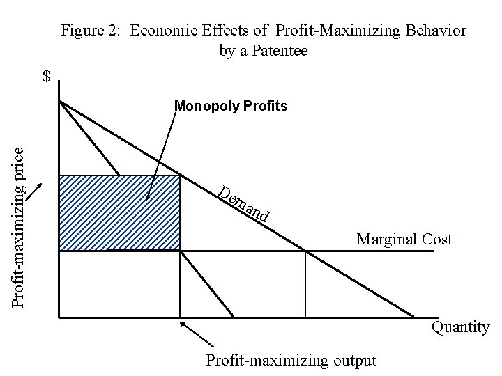 Figure 2: Economic Effects of Profit-Maximizing Behavior by a Patentee $ Profit-maximizing price Monopoly