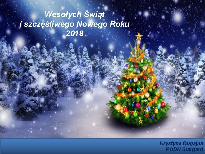 Wesołych Świąt i szczęśliwego Nowego Roku 2018 Krystyna Bugajna PODN Stargard 