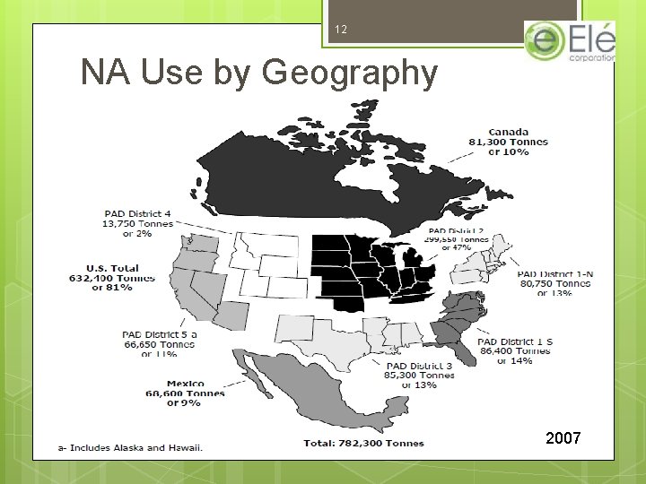 12 NA Use by Geography 2007 12 NA Use by Geography 2007