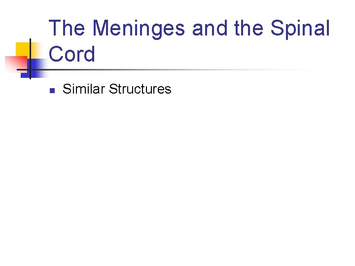 The Meninges and the Spinal Cord n Similar Structures 