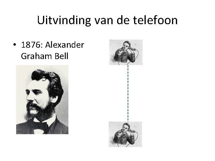 Uitvinding van de telefoon • 1876: Alexander Graham Bell 