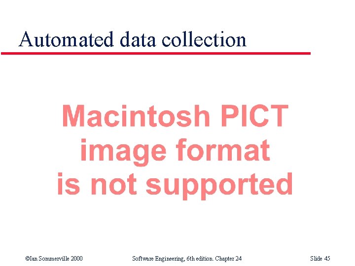 Automated data collection ©Ian Sommerville 2000 Software Engineering, 6 th edition. Chapter 24 Slide