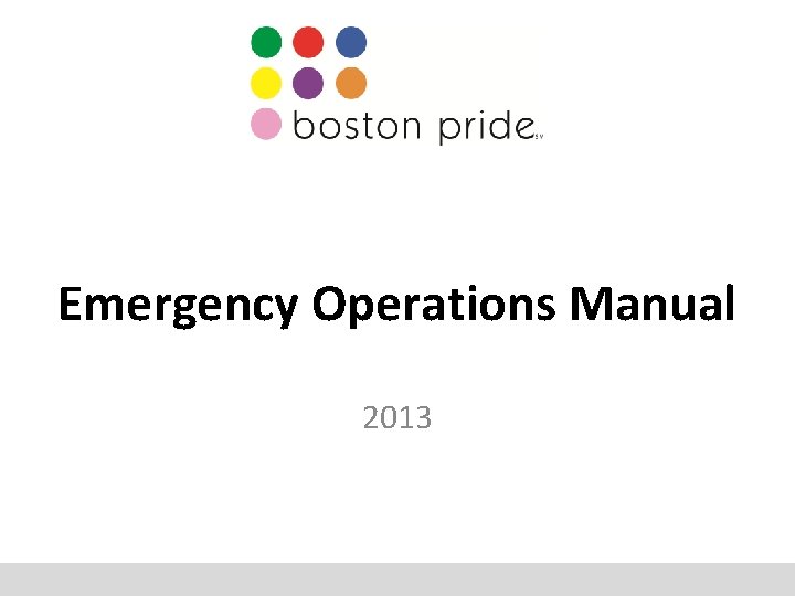 Emergency Operations Manual 2013 