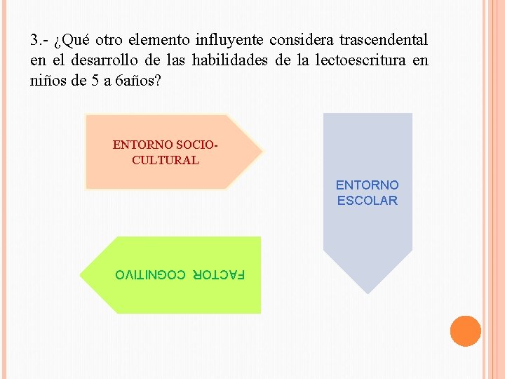 3. - ¿Qué otro elemento influyente considera trascendental en el desarrollo de las habilidades