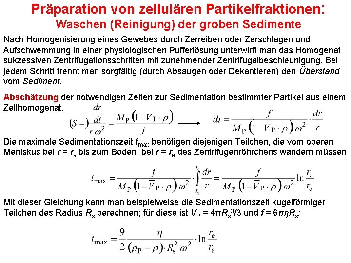 Präparation von zellulären Partikelfraktionen: Waschen (Reinigung) der groben Sedimente Nach Homogenisierung eines Gewebes durch