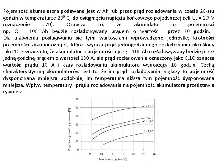 Pojemność akumulatora podawana jest w Ah lub przez prąd rozładowania w czasie 20 -stu