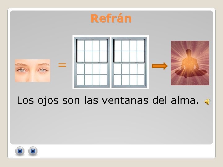 Refrán = = Los ojos son las ventanas del alma. 