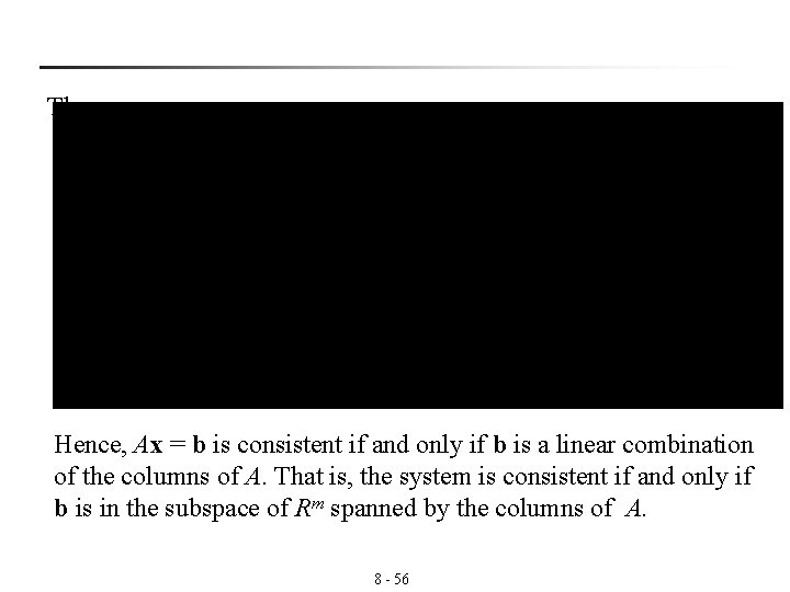 Then Hence, Ax = b is consistent if and only if b is a