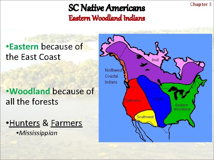 SC Native Americans Eastern Woodland Indians • Eastern because of Eastern the East Coast