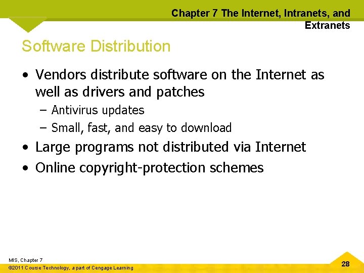 Chapter 7 The Internet, Intranets, and Extranets Software Distribution • Vendors distribute software on