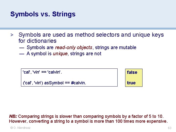 Symbols vs. Strings > Symbols are used as method selectors and unique keys for Symbols vs. Strings > Symbols are used as method selectors and unique keys for