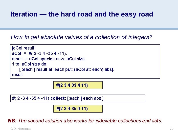 Iteration — the hard road and the easy road How to get absolute values Iteration — the hard road and the easy road How to get absolute values