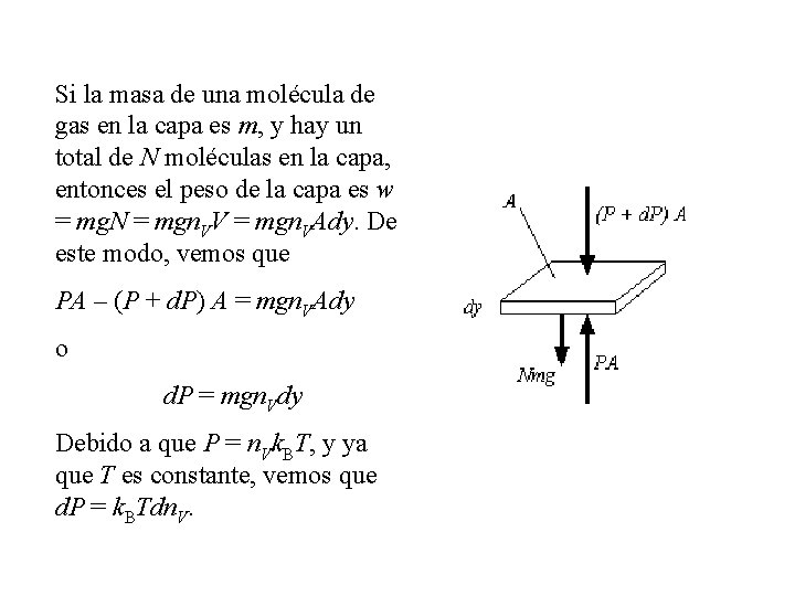 Si la masa de una molécula de gas en la capa es m, y Si la masa de una molécula de gas en la capa es m, y