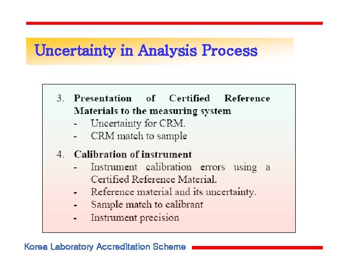Uncertainty in Analysis Process Korea Laboratory Accreditation Scheme Uncertainty in Analysis Process Korea Laboratory Accreditation Scheme