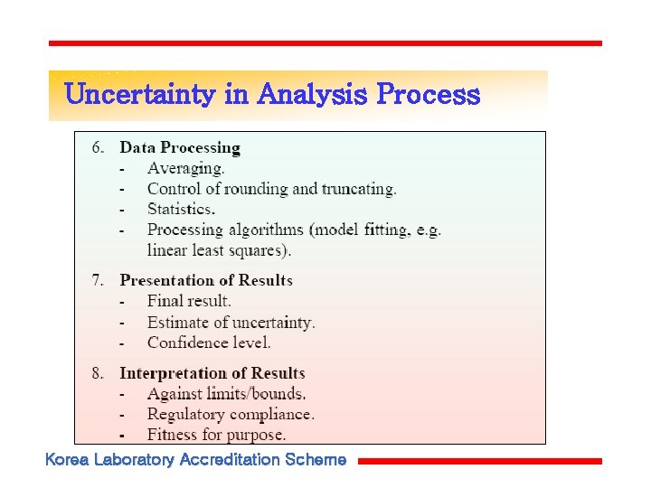 Uncertainty in Analysis Process Korea Laboratory Accreditation Scheme Uncertainty in Analysis Process Korea Laboratory Accreditation Scheme