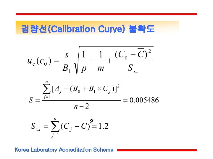 검량선(Calibration Curve) 불확도 2 Korea Laboratory Accreditation Scheme 검량선(Calibration Curve) 불확도 2 Korea Laboratory Accreditation Scheme