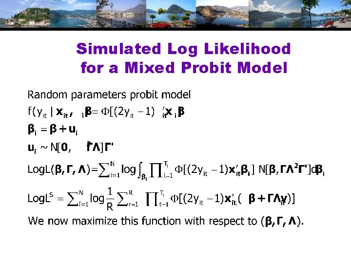 Simulated Log Likelihood for a Mixed Probit Model 