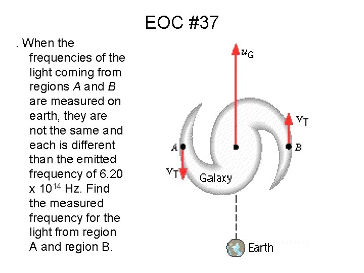 EOC #37. When the frequencies of the light coming from regions A and B