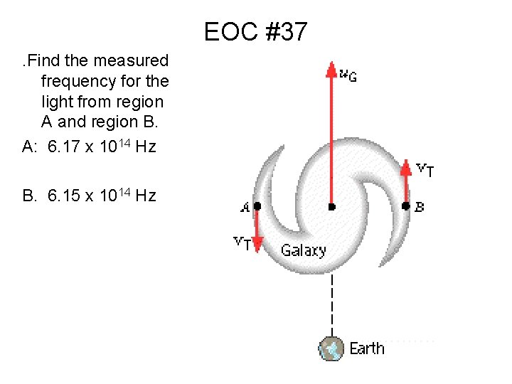 EOC #37. Find the measured frequency for the light from region A and region
