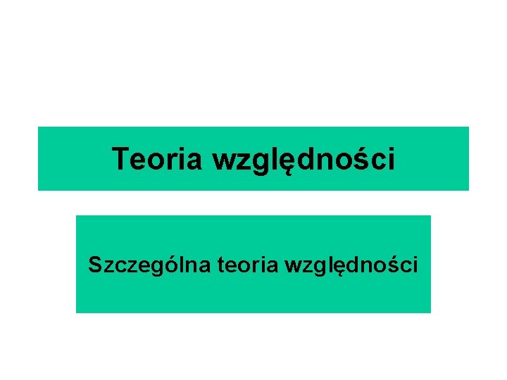 Teoria względności Szczególna teoria względności 