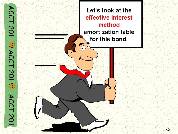 ACCT 201 Let’s look at the effective interest method amortization table for this bond.